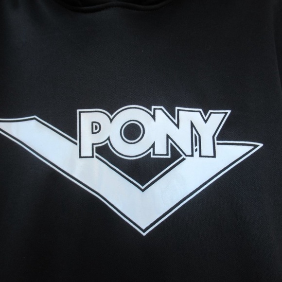 Pony logo hoodie with kangaroo pouch black and white size Men's M - Picture 5 of 14